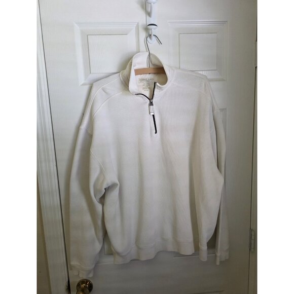 Kirkland Signature Other - Kirkland Signature Sweatshirt Men's Sz Large‎ Cream Long Sleeve 1/4 Zip Pullover